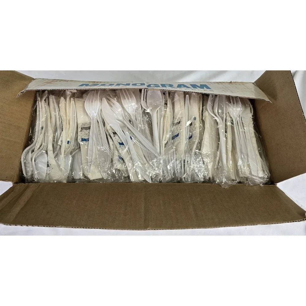 Disposable Cutlery Set 250 Pcs Fork Spoon Knife Napkin Salt Pepper Party Banquet